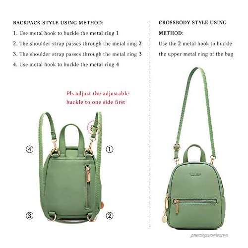 Small Leather Backpack Mini Cute Casual Daypack Fashion Zippered Pockets Crossbody Bags for Women Girl