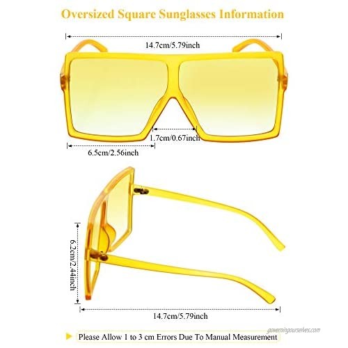 9 Pieces Oversized Square Sunglasses Flat Top Shades Retro Oversize Sunglasses for Women Assorted Colors