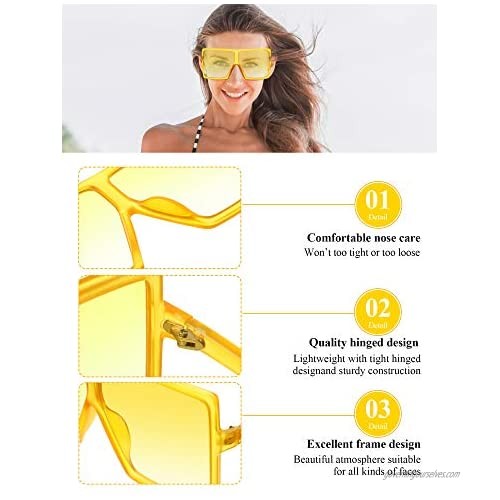 9 Pieces Oversized Square Sunglasses Flat Top Shades Retro Oversize Sunglasses for Women Assorted Colors