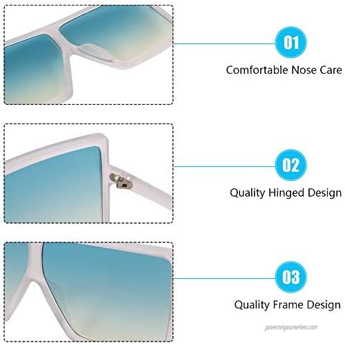 Baring 8 Pieces Retro Oversized Square Sunglasses for Unisex Flat Top Oversize Sunglasses for Women Men