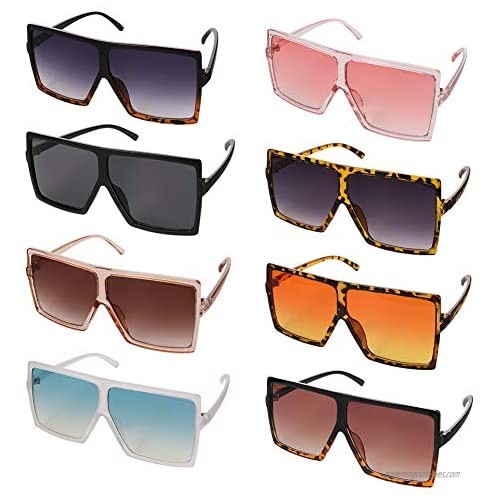 Baring 8 Pieces Retro Oversized Square Sunglasses for Unisex  Flat Top Oversize Sunglasses for Women Men