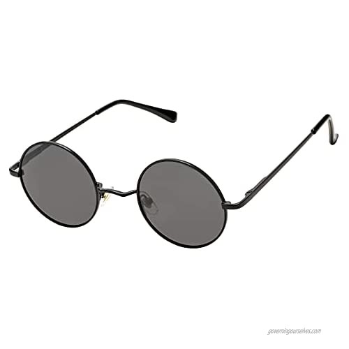 Braylenz 2 Pack Trendy Small Round Polarized Sunglasses for Women Men Retro John Lennon Hippie Style Shades Glasses