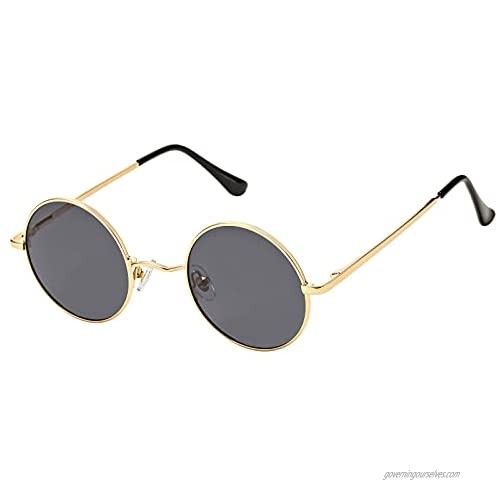 Braylenz 2 Pack Trendy Small Round Polarized Sunglasses for Women Men Retro John Lennon Hippie Style Shades Glasses