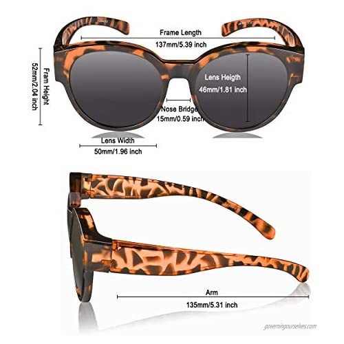 Br’Guras Polarized Oversized Fit over Sunglasses Over Prescription Glasses with Cat Eye Frame for Women&Men
