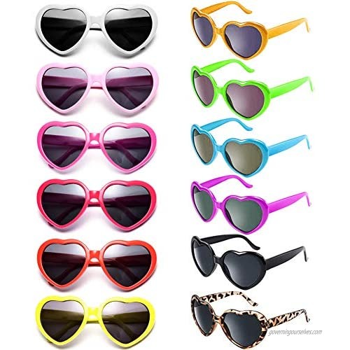 Dozen Pack Heart Shape Sunglasses for Adult and Kids Party Favor Supplies Holiday Accessories Collection  UV400 Protection