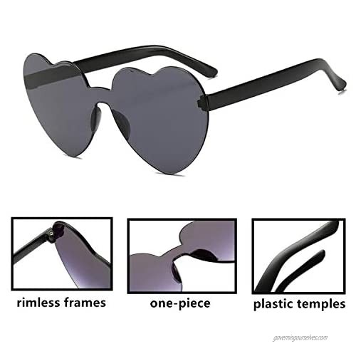 Heart Shaped Rimless Sunglasses Party Favors Frameless Glasses Tinted Eyewear Monoblock Transparent Candy Color