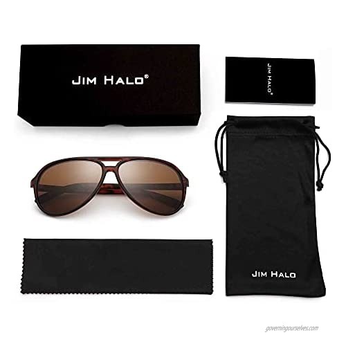 JIM HALO Polarized Aviator Sunglasses Men Women Oversize Plastic Driving Glasses