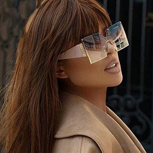 MINCL/Oversized Shield Sunglasses Woman 2019 Fashion Luxury Shades UV400 Vintage Flat Top Futuristic Sunglasses