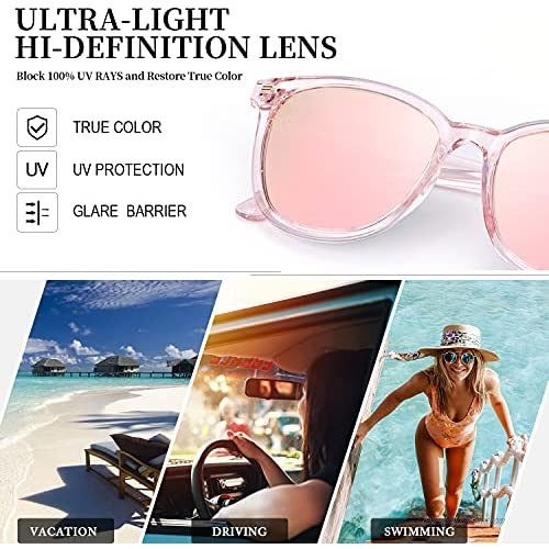 Myiaur Mirrored Sunglasses for Women Sunglasses Polarized UV Protection Classic Square Sunglasses for Outdoor Activities