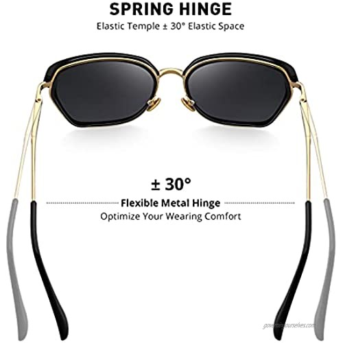OLIEYE Vintage Oversized Shield Frame Women's Polarized Sunglasses Holiday Sunglasses for Women with Gift Box O6371