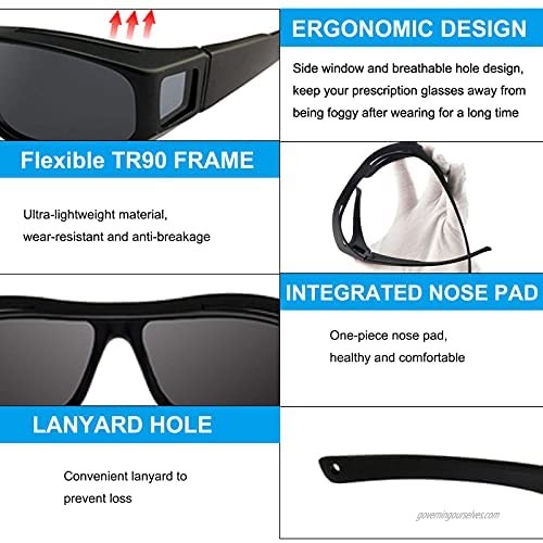 Oversized Cover Prescription Sunglasses Warp Around Polarized Fitover Sun Glasses for Men Women UV Protection & Anti-glare