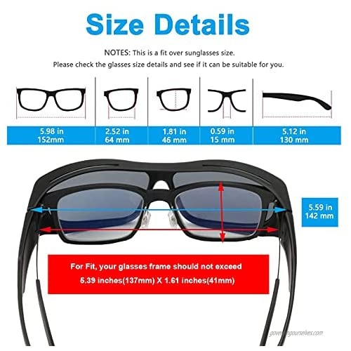 Oversized Cover Prescription Sunglasses Warp Around Polarized Fitover Sun Glasses for Men Women UV Protection & Anti-glare