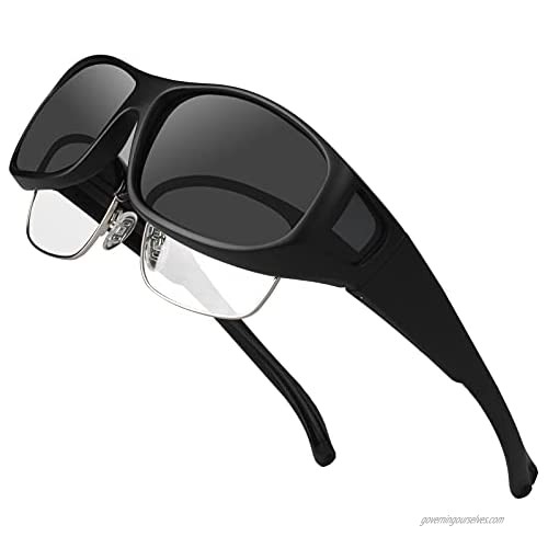 Oversized Cover Prescription Sunglasses  Warp Around Polarized Fitover Sun Glasses for Men Women UV Protection & Anti-glare