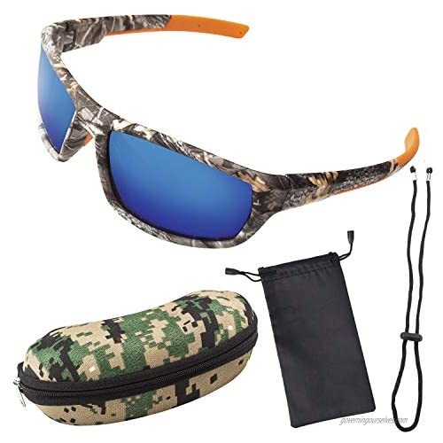 Polarized Camouflage Sport Fishing Sunglasses for Men and Women - Ideal  Blue  S