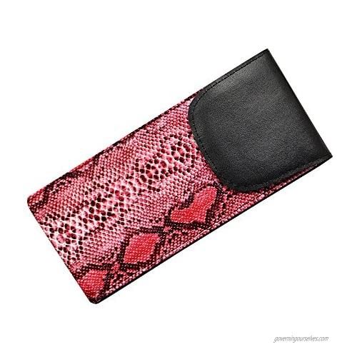 2 Pack Soft Eyeglass Cases Slip In Style With Velcro Closure Faux Snake Skin