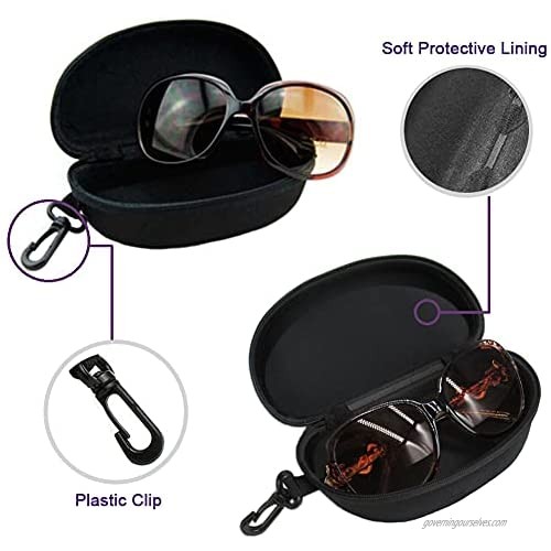 2 Pack Zipper Sunglasses Case Portable Travel Zipper Eyeglasses Case with Plastic Carabiner Clip