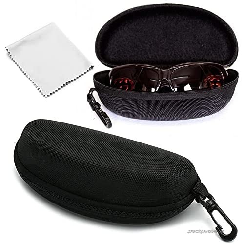 2 Pack Zipper Sunglasses Case Portable Travel Zipper Eyeglasses Case with Plastic Carabiner Clip