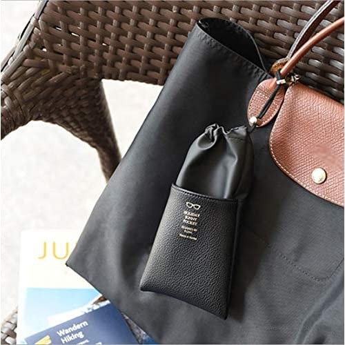 2PCS Portable PU Leather Sunglasses Glasses Pouch Soft Eyeglass Cases Glasses Storage Bag for Women and Men with Carabiner
