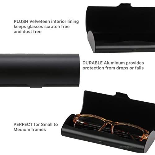 Aluminum Eyeglass Case Hard Shell For Small to Medium Frames In Black Or Silver