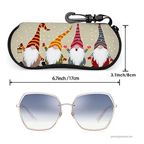 Christmas Gnomes Eyeglasses Soft Case Mini Sant Clause Under Christmas Tree Sunglasses Case Neoprene Eyewear Bag With Zippr Hook