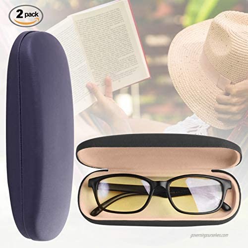 Eyeglass Case Hard Shell for Sunglasses Reading Glasses Holder Clamshell 2 Pack