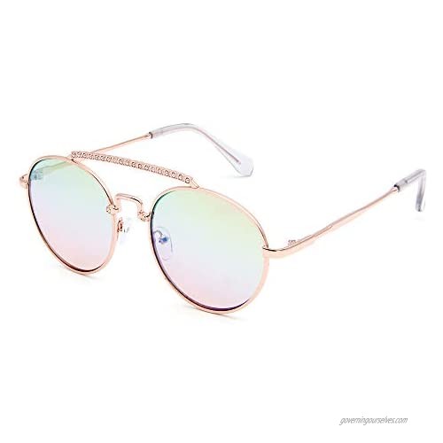 Face Shadow Fashion Round Oval Sunglasses for Women Retro Small Oval Sunglasses with Metal Decoration