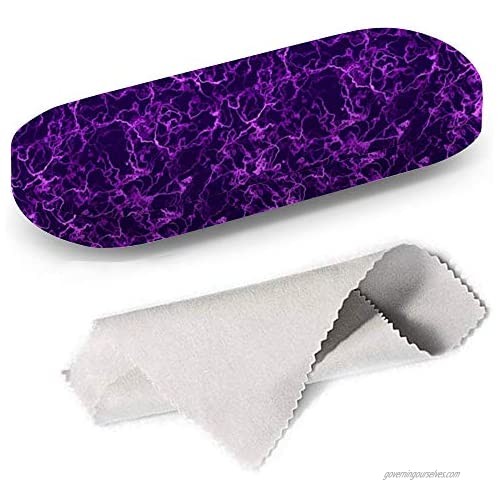 Hard Shell Glasses Protective Case Box + Cleaning Cloth - Fits most Eyeglasses and Sunglasses (Purple Texture Veins)