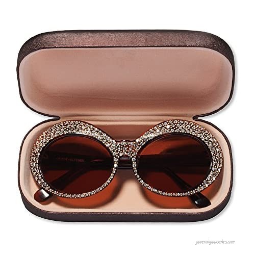 Hard Shell Sunglass & Eyeglass Case For Large And Oversized Frames In Striated Satin