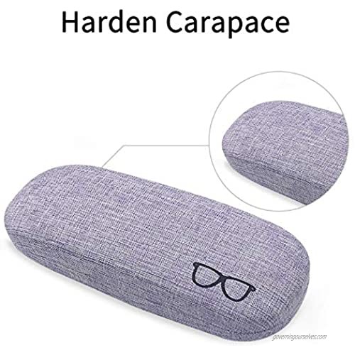 JANEMO Eyeglasses Case 6.4×2.4×1.5 Inch Eyeglass Case with Glasses Cloth and Drawstring Bag Use for Keeping Your Eyeglasses Clean and Safe Purple