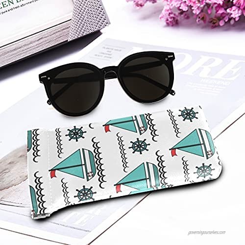 JUAMA Sunglasses Case Pouch Squeeze Top PU Leather Eyeglasses Case for Women Girl