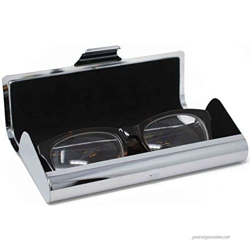 Metallic Hard Shell Protective Case for Eyeglasses with Velvet Liner (6” X 2.5” X 1”)