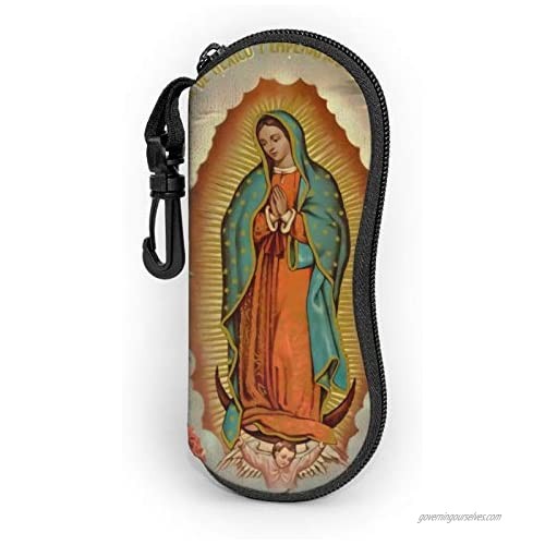 Our Lady Of Guadalupe Virgin Mary Glasses Case With Carabiner  Ultra Light Portable Neoprene Zipper Sunglasses Soft Case