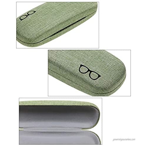Penta Angel 2 Sets Hard Shell Eyeglasses Case Portable Fabric Linen Drawstring Protective Glass Pouch Bags with Cleaning Cloth for Glasses Storage Purple and Green