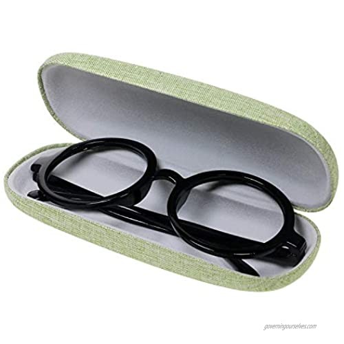 Penta Angel 2 Sets Hard Shell Eyeglasses Case Portable Fabric Linen Drawstring Protective Glass Pouch Bags with Cleaning Cloth for Glasses Storage Purple and Green