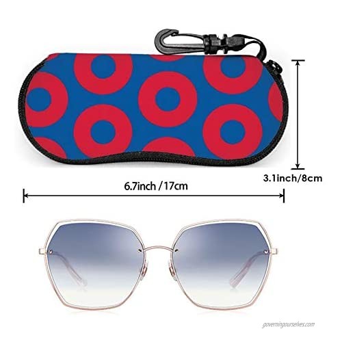 Phish Circles Glasses Case With Carabiner Ultra Light Portable Neoprene Zipper Sunglasses Soft Case