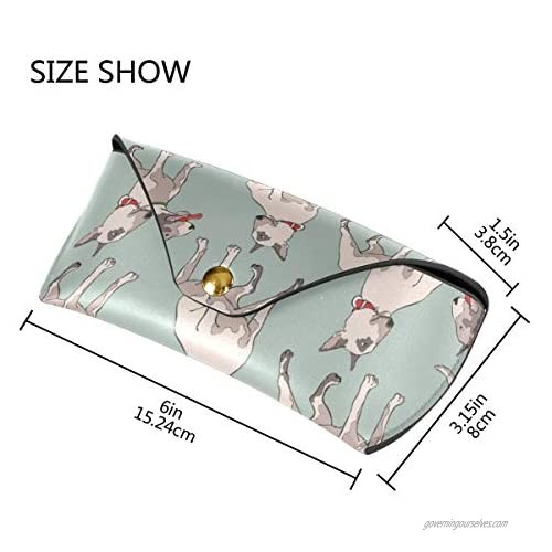 Portable Leather Glasses Case Horizontal Eyeglass Case Sunglasses Case Sunglasses Pouch Slim Case for Women and Men