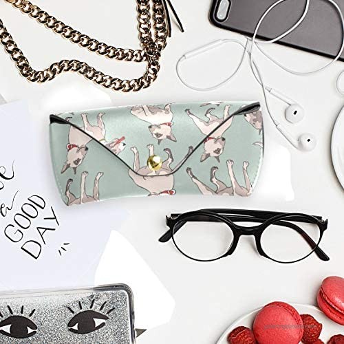 Portable Leather Glasses Case Horizontal Eyeglass Case Sunglasses Case Sunglasses Pouch Slim Case for Women and Men