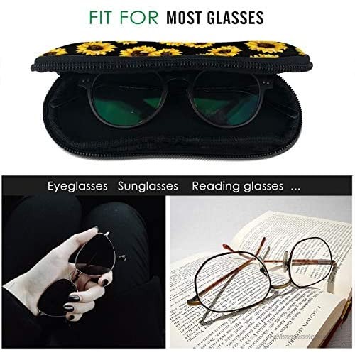 Sunglasses Soft Case For Women Men Ultra Light Neoprene Zipper Eyeglass Case With Belt Clip