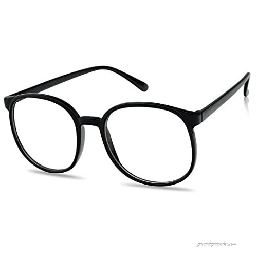 SunglassUP - Over Sized Round Thin Nerdy Fashion Clear Lens Aviator Eyewear Glasses