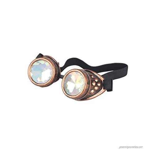 Vintage STEAMPUNK GOGGLES Glasses Bling Lens Goth COSPLAY PARTY Sunglasses
