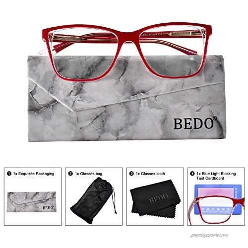 BEDO Blue Light Blocking Glasses Square Nerd Eyeglasses Frame Anti Blue Ray Computer Game Glasses