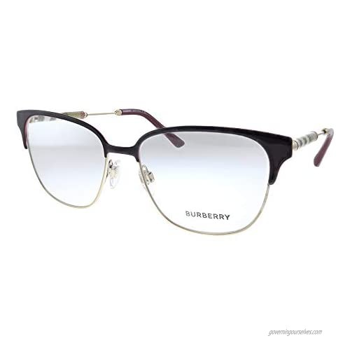 Burberry BE 1313Q 1238 Bordeaux Light Gold Metal Square Eyeglasses 53mm