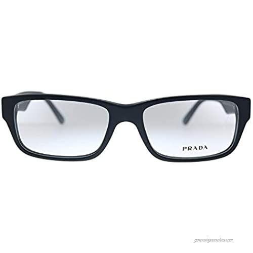 Prada Heritage PR 16MV 1BO1O1 Matte Black Plastic Rectangle Eyeglasses 53mm