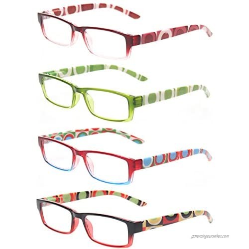Reading Glasses 4 Pairs Quality Spring Hinge Stylish Designed Women Glasses for Reading