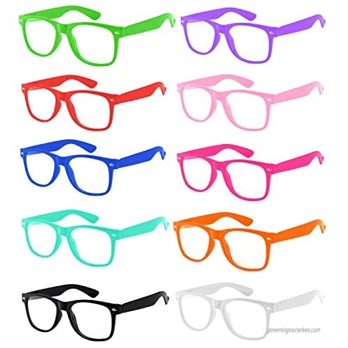 Retro Style Vintage Clear Lens Sunglasses Colored Frame 10 Pack OWL