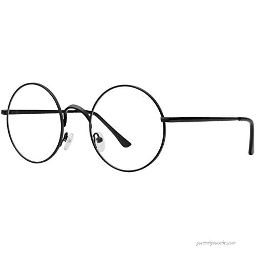 WOWSUN Round Metal Frame Blue Light Blocking Glasses for Women Non-Prescription Eyeglasses Frames with Clear Lens