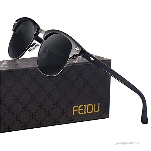 FEIDU Retro Polarized Mens Sunglasses for Men Half Metal Women FD3030