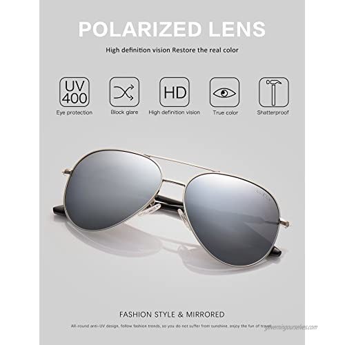 LUENX Mens Aviator Sunglasses Polarized Women Shades with Case : UV 400 Protection
