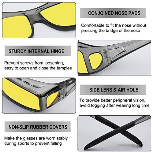Night Driving Glasses Fit Over Glasses HD Polarized Anti Glare Wrap Around Night Vision Glasses for Men & Women
