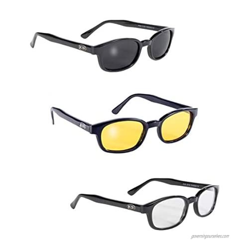Pacific Coast Sunglasses Original KD's Biker Sunglasses 3-pack Smoke  Yellow and Clear Lenses